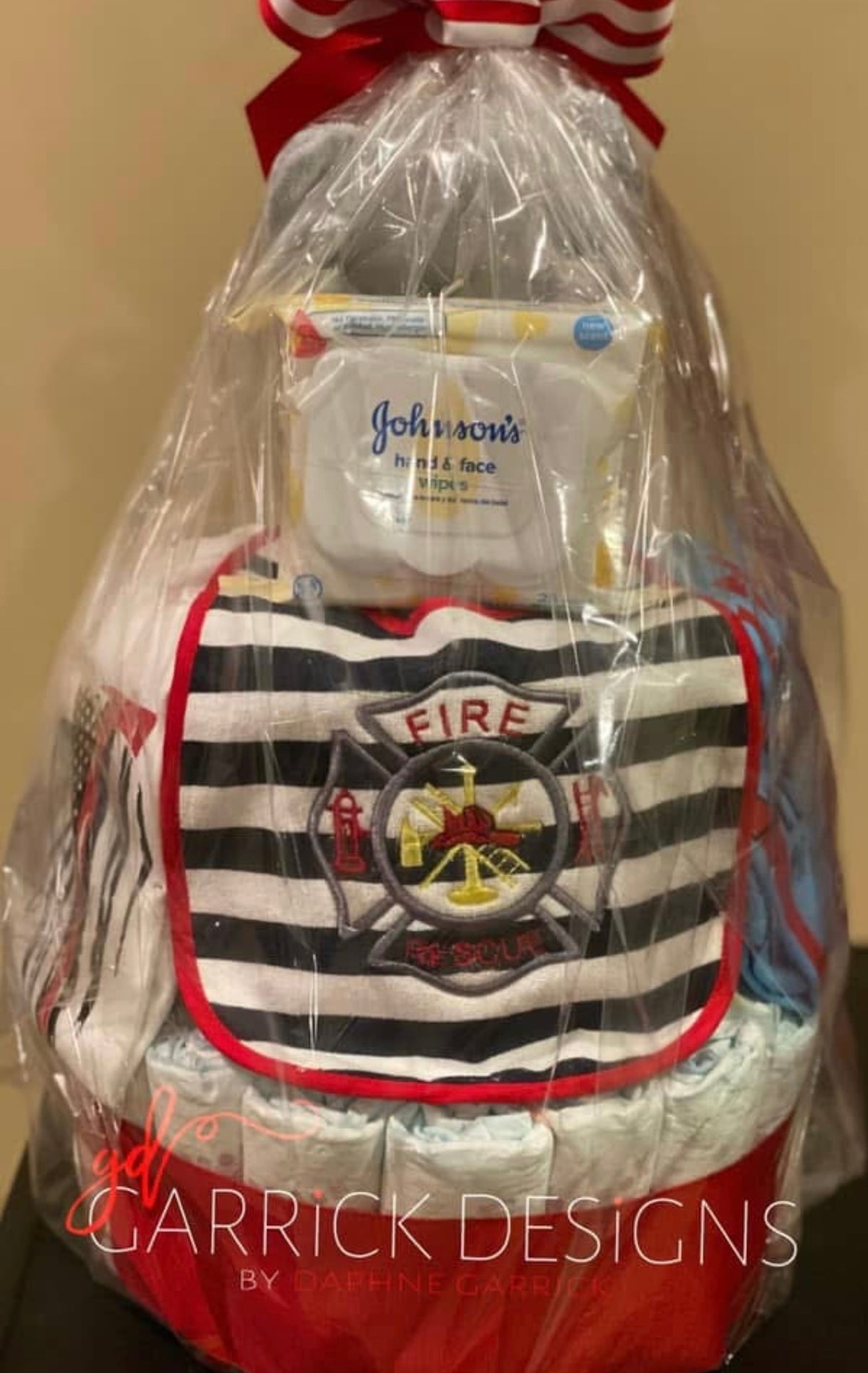 Fire Fighter Themed Personalized Diaper Cake