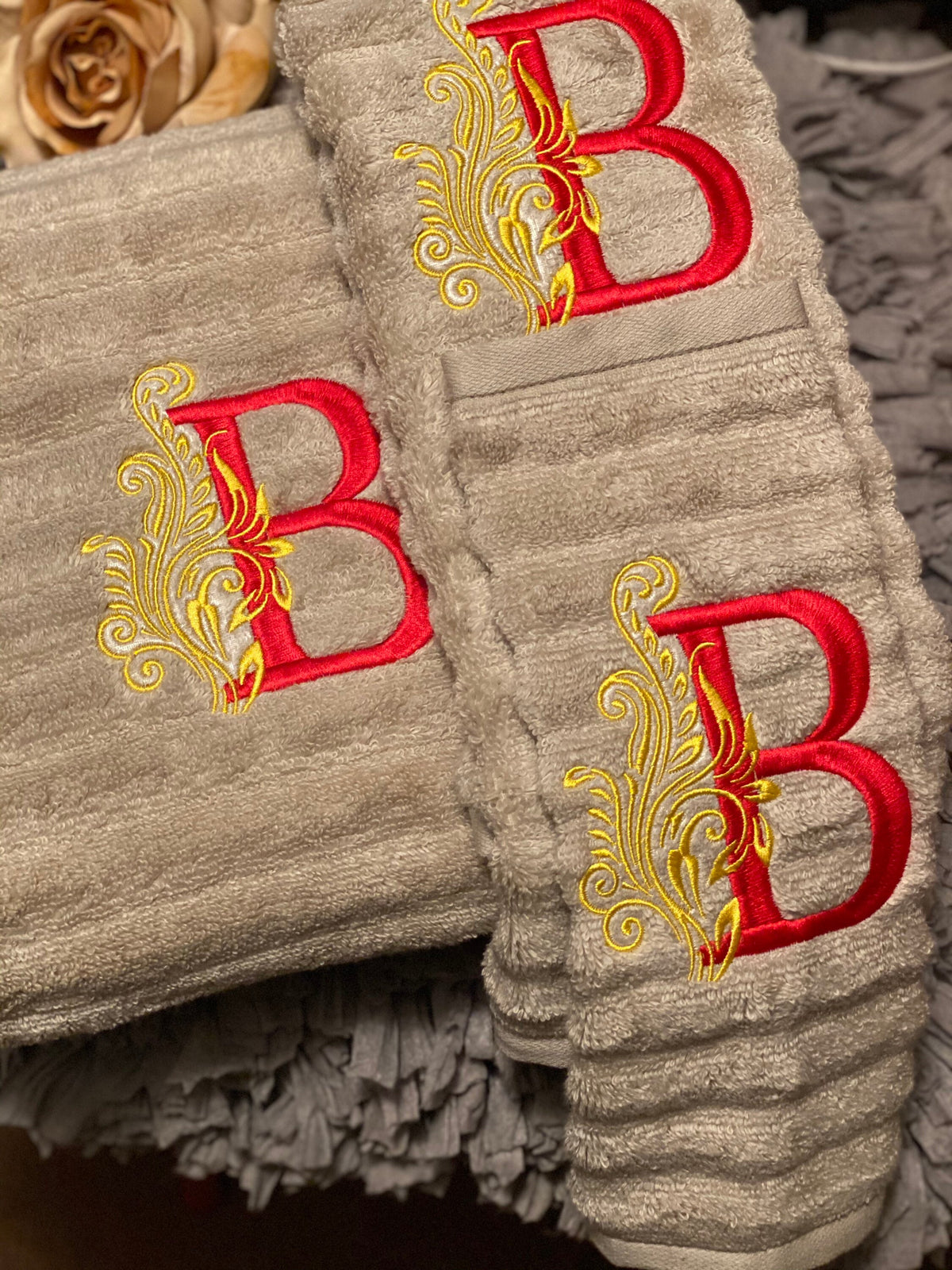 3 piece monogrammed towel set
