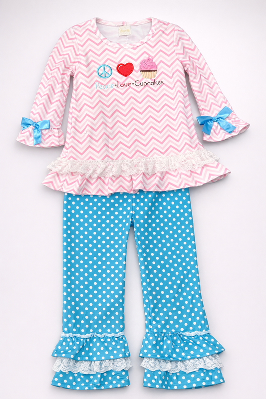 Little Girls Love Peace Cupcake Outfit