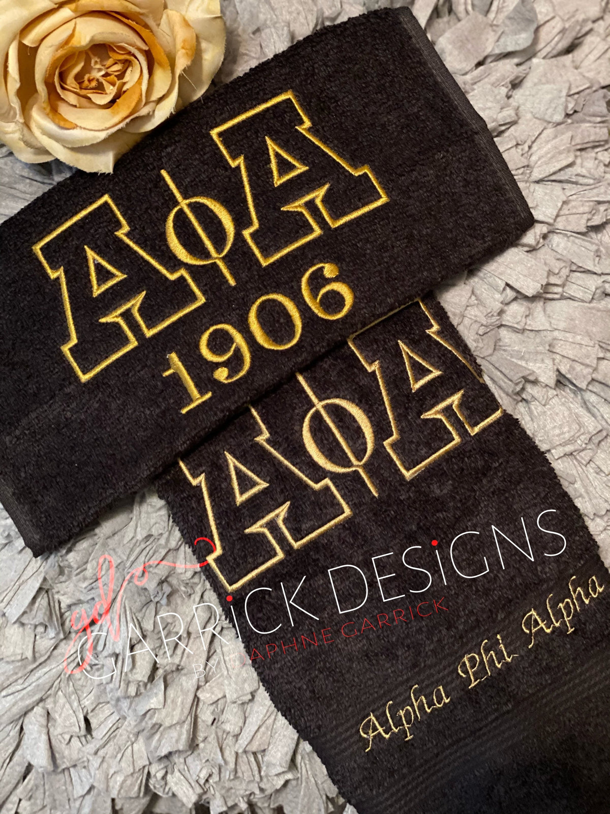 2 Piece Inspired Alpha Embroidered Towel Set